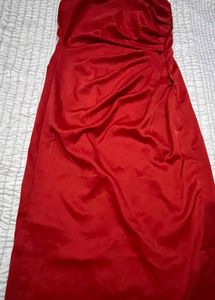 Stunning Red Strapless Ruched Gown