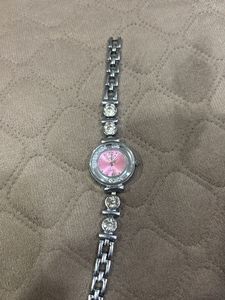 Women's Pink Dial Watch with Rhinestones