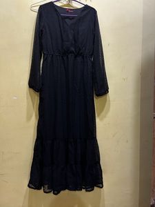 Elegant Black Ruffled Maxi Dress