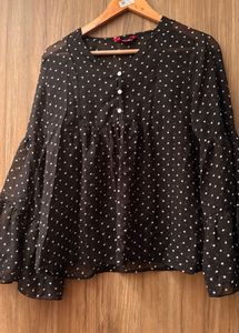 Chic Polka Dot Bell Sleeve Top