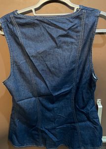 Denim Square Neck Sleeveless Top