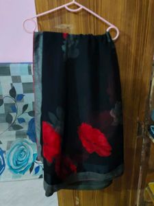 Elegant Black Floral Print Saree