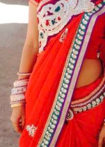 Red saree with beautiful zardozi work n heavy wor