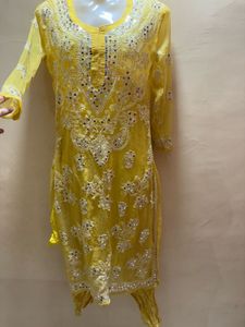 original mirror work Chikankari Kurta Set
