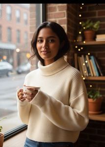Cream Turtleneck Sweater
