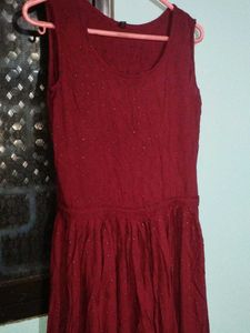 Burgundy Sleeveless Midi Dress