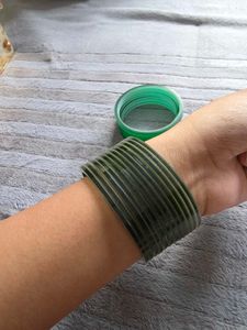 Set of 24 [12+12] green 2 shades Bangles