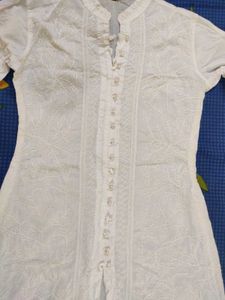 White Cotton Chikankari Kurta For Women