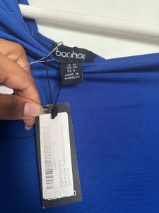 Electric Blue One-Shoulder Ruched Dress