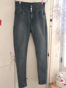Dark Grey High-Waist Skinny Jeans