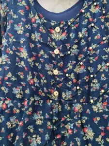 Navy Floral Print Midi Dress