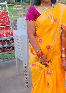 Vibrant Yellow Saree with Purple Border