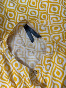 Yellow Geometric Print Kurta