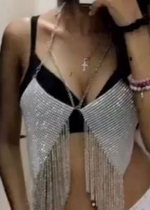 Sparkling Rhinestone Fringe Top