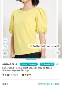 pantaloon Lime Solid Puff Sleeve Top