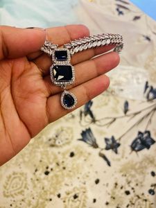 AD Necklace With Blue Stone