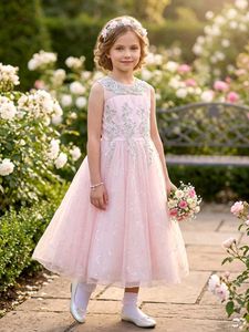Princess Pink Flower Girl Dress