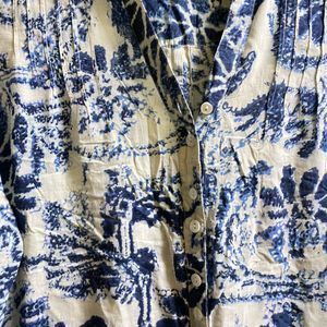 Blue Floral Print Kurta