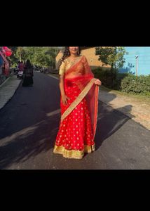 Stunning Red &amp; Gold Embellished Lehenga Choli