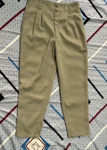 High-Waisted Pleated Trousers(Length-27/half)