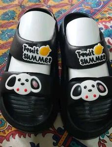 Cute Black Platform Slippers with Charm