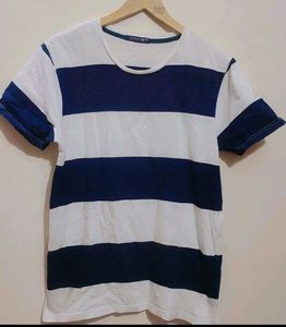 Navy Blue & White Lines T-shirt For 36 Chest