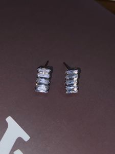 Elegant Silver Stud Earrings With Stones