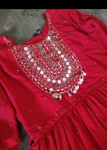 Elegant Red Tiered Anarkali Gown