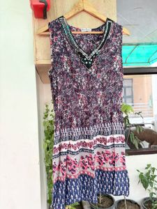 Boho Print Sleeveless Mini Dress