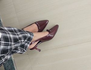 maroon Bow Heeled Pumps