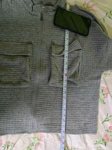 Gray Textured Zip-Up Jacket