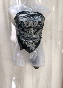 I. Black &amp; White Floral Scarf top