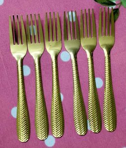 Set of 6 Gold Dessert Forks