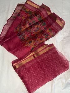 Elegant Pink Woven Silk Saree