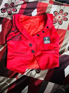 Cute Baby Boy Red Vest and Pants Set