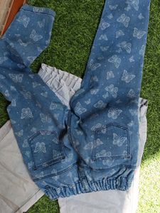 Cute Butterfly &amp; Floral Jeans Set