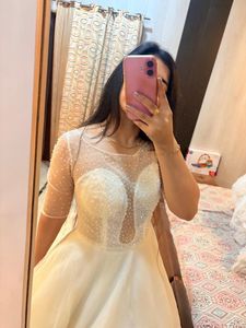 Elegant cream golden handwork gown🎀❤️🦋