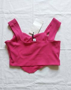 Hot Pink Ribbed Crop Top