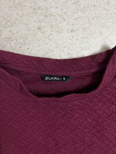 Maroon Textured Cropped Top