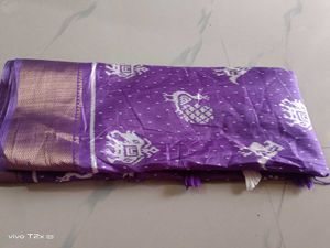 Beautiful Purple Saree with Peacock Print