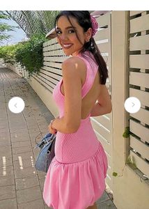 Barbie Pink Ribbed Bubble Dress