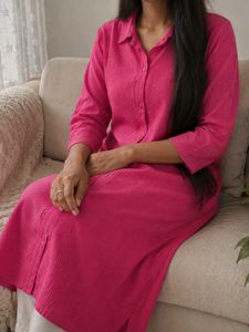 Vibrant Pink Textured Kurta