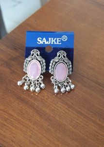 Elegant Pink Stone Dangle Earrings