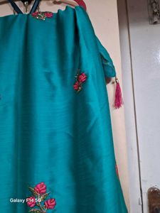Beautiful Embroidered Teal green shining
