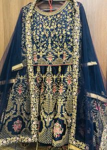 Elegant Navy Blue Embroidered Skirt