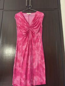 MKors V-Neck Tie-Dye Pink Dress