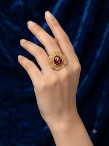 Exquisite Gold Ring with Red Stone