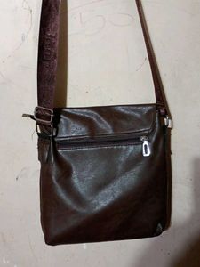 Brown Leather sling purse