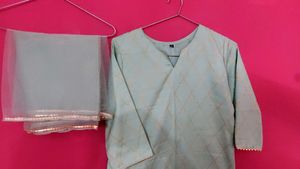 Light green straight kurti with dupatta