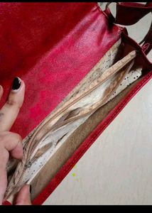 Chic Red Bird Embossed Crossbody Bag